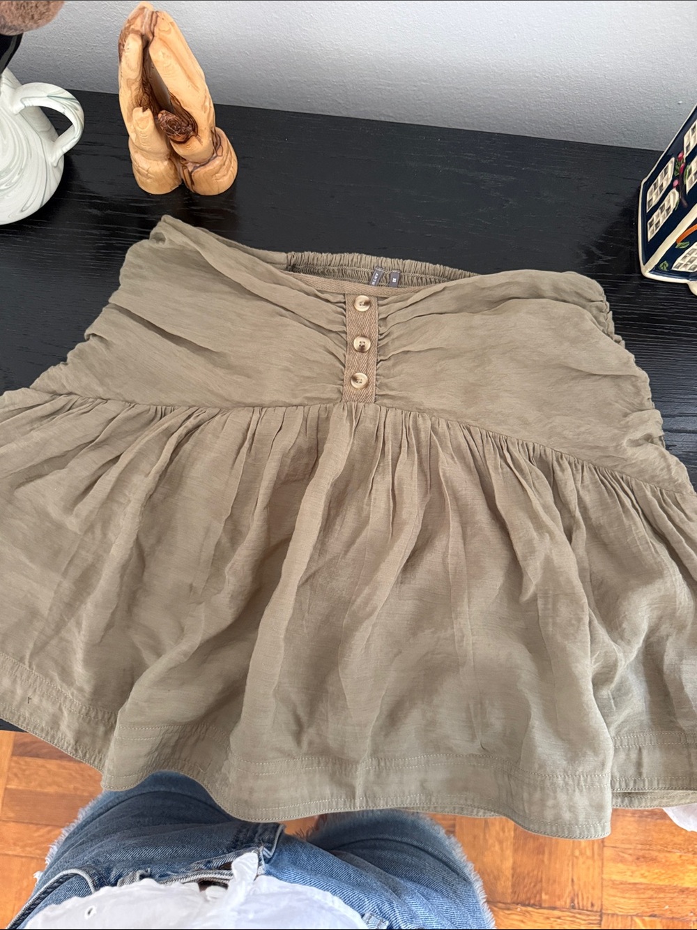 Anthropologie Olive Tiered Button-Front Camisole/ Skirt Xs/S